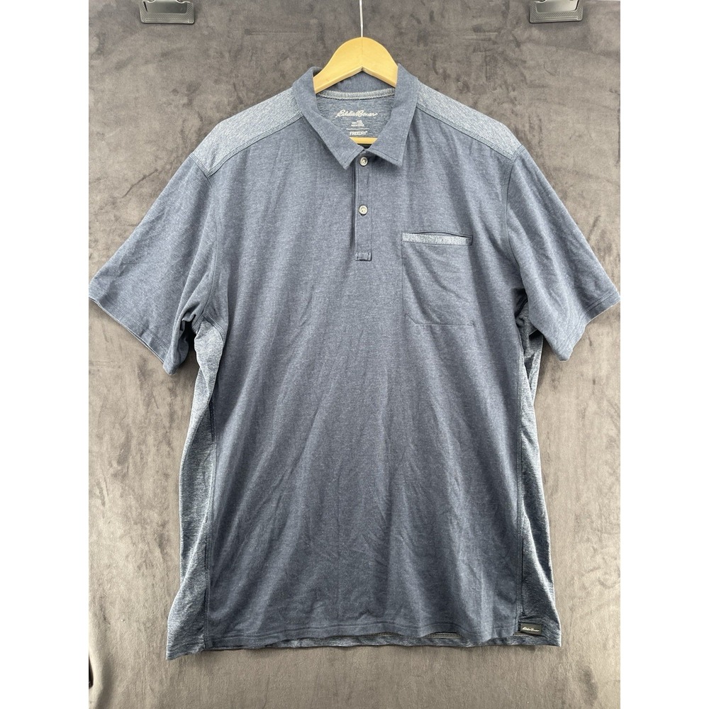 Eddie Bauer Men's Polo Shirt XL Gray Blue Short Sleeve Performance Outdoor